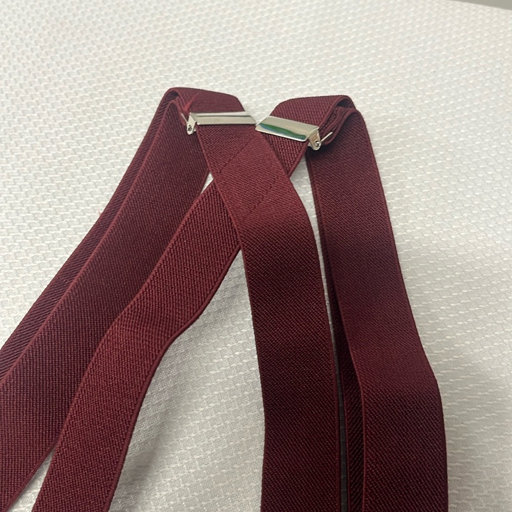 Boys Tuxedo Park suspenders. Maroon color.